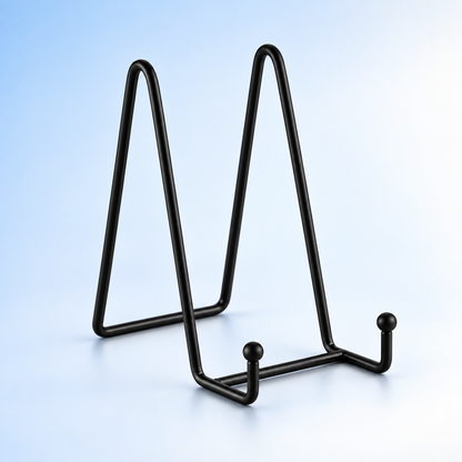 Pixlico Plate Stand alone: matte black wire easel for NFC review plates