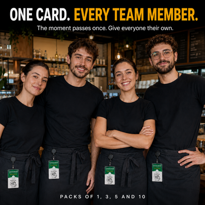 One card, every team member — packs of 1, 3, 5 and 10