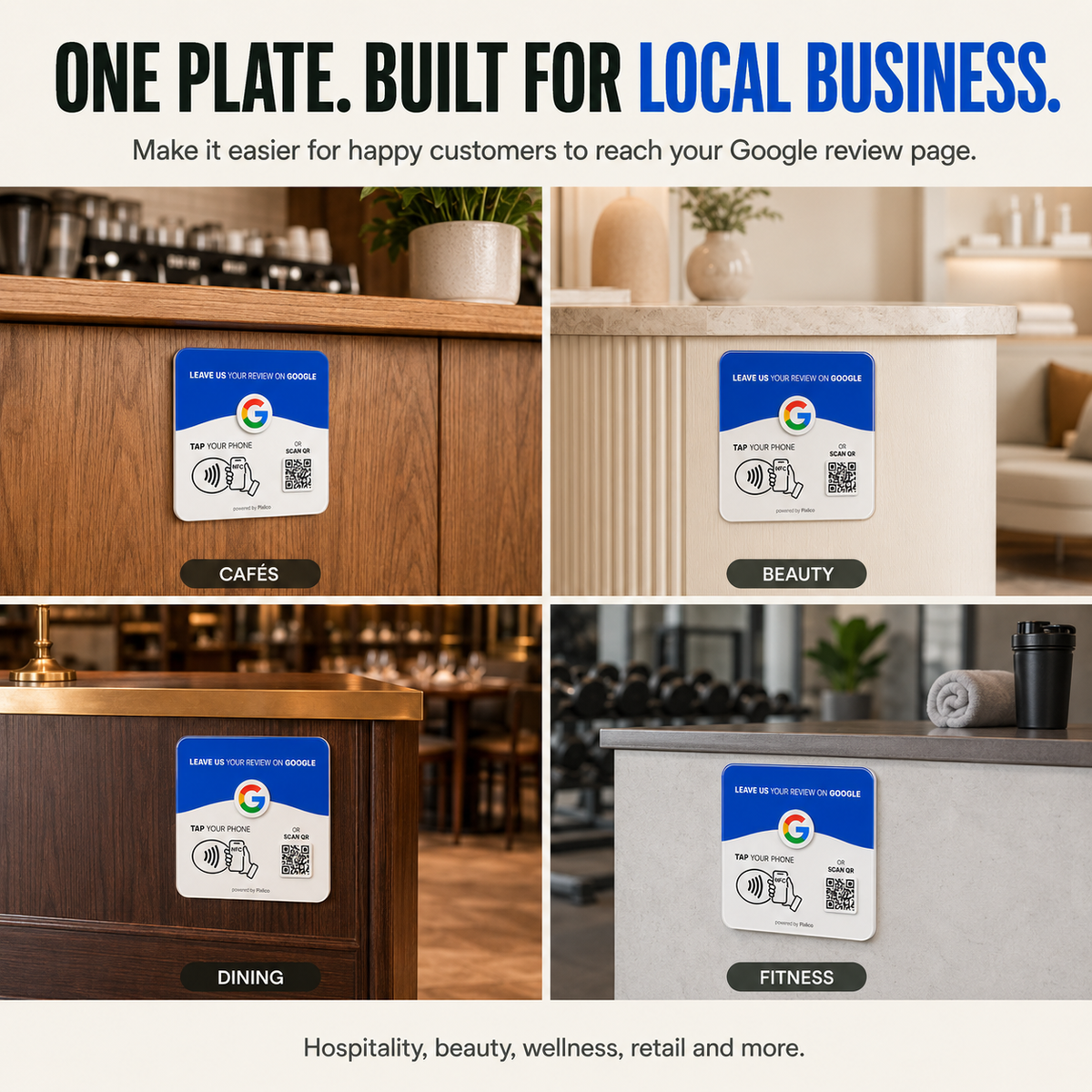 One plate built for local business — cafes beauty dining and fitness