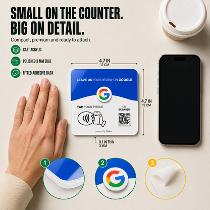 Small on the counter big on detail — 12 cm cast acrylic plate with polished 3 mm edge